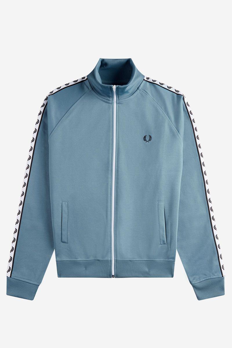 Grey Blue Fred Perry Taped Track Men's Jackets | PH 1255OKIR